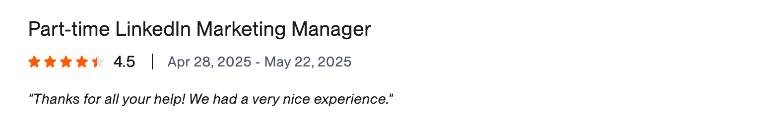 Original Upwork client review screenshot